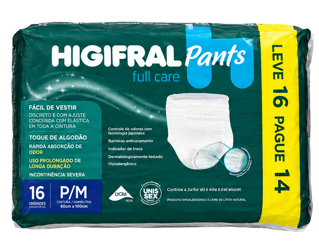 Higifral Pants Full Care, embalagem com 16 unidades, leve 16 pague 14